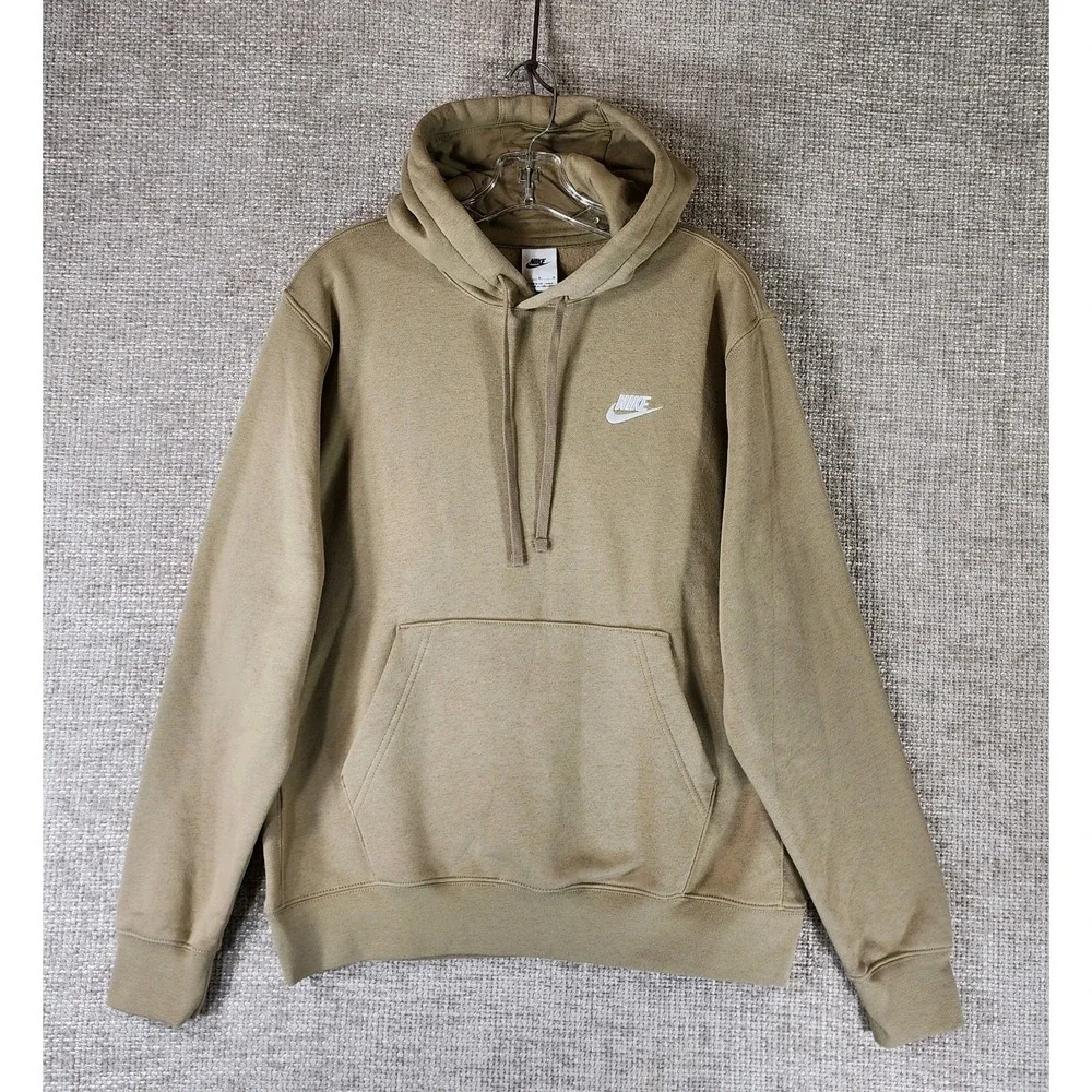 Nike NSW Club‎ Fleece Pullover Hoodie Mens M Cement Beige BV2654-247 NEW